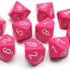 Dice Chessex: Plastic 10d10 Set - Opaque Pink/White