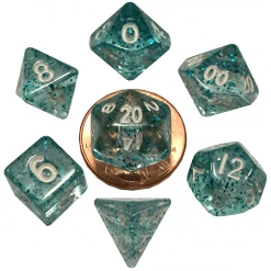 --- Dice MDG: Mini Plastic 7-Die Set - Ethereal Light Blue With White