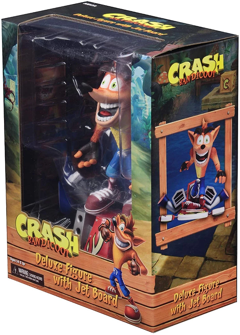 Neca: Crash Bandicoot - Deluxe Figure With Jet Board Action Figures